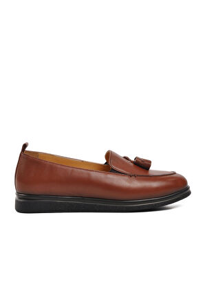Ayakmod 44278 Taba Hakiki Deri Kadın Loafer Ayakkabı