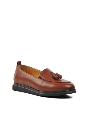 Ayakmod 44278 Taba Hakiki Deri Kadın Loafer Ayakkabı