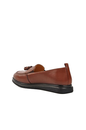 Ayakmod 44278 Taba Hakiki Deri Kadın Loafer Ayakkabı