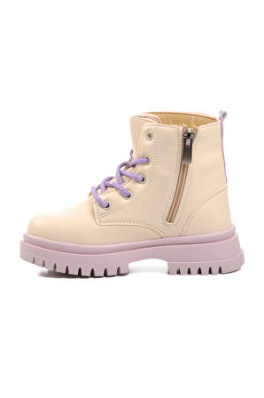 Pepino 1525-P Bej-Lila İçi Polarlı Kız Çocuk Bot