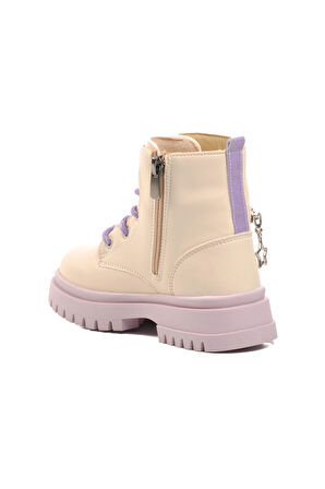 Pepino 1525-P Bej-Lila İçi Polarlı Kız Çocuk Bot