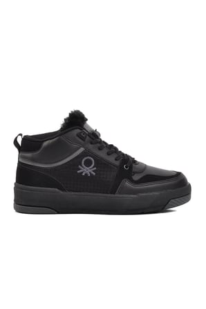 Siyah Bilek Boy Bağcıklı Unisex Hi Sneaker BN-31210 G