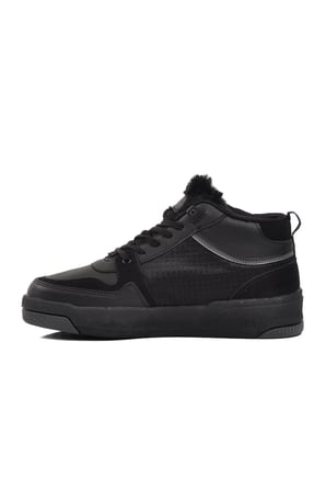 Siyah Bilek Boy Bağcıklı Unisex Hi Sneaker BN-31210 G