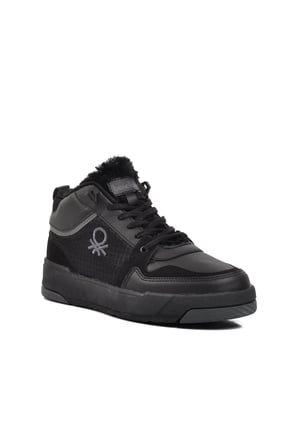 Siyah Bilek Boy Bağcıklı Unisex Hi Sneaker BN-31210 G