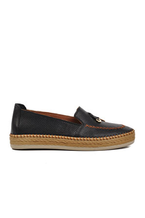 Ayakmod 394162 Siyah Hakiki Deri Kadın Loafer Ayakkabı