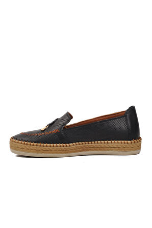 Ayakmod 394162 Siyah Hakiki Deri Kadın Loafer Ayakkabı