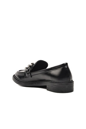Ayakmod 418066 Siyah Taşlı Kadın Loafer Ayakkabı