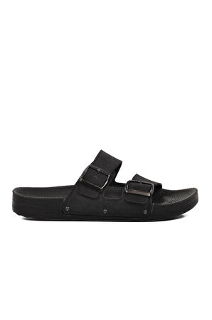 Pierre Cardin PC-7241 Siyah Nubuk Çift Bantlı Erkek Terlik