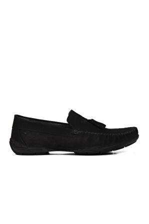 Ayakmod D7218 Siyah Nubuk Hakiki Deri Erkek Loafer Ayakkabı