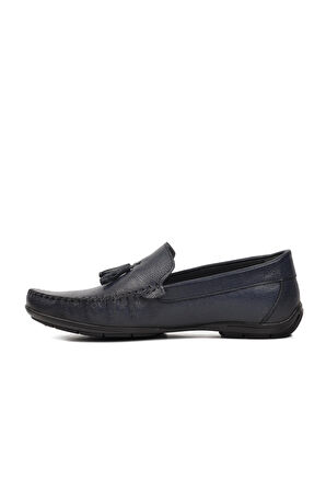 Ayakmod D7218 Lacivert Hakiki Deri Erkek Loafer Ayakkabı