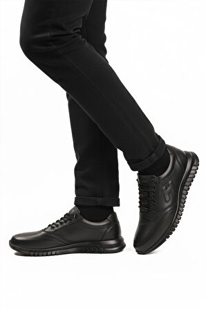 Siyah Bağcıklı Deri Jel Taban Anatomik Erkek Casual Ayakkabı 315 M
