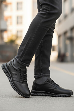 Siyah Bağcıklı Deri Jel Taban Anatomik Erkek Casual Ayakkabı 315 M