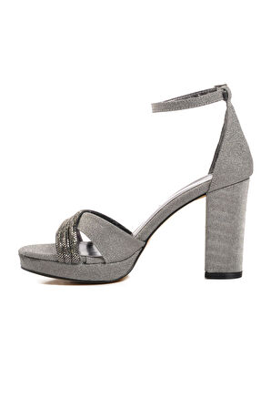 Ayakmod 655328 Platin Kadın Topuklu Abiye Ayakkabı