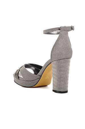 Ayakmod 655328 Platin Kadın Topuklu Abiye Ayakkabı