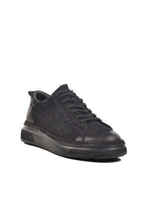 Siyah Nubuk Hakiki Deri Erkek Casual Ayakkabı 396149 M