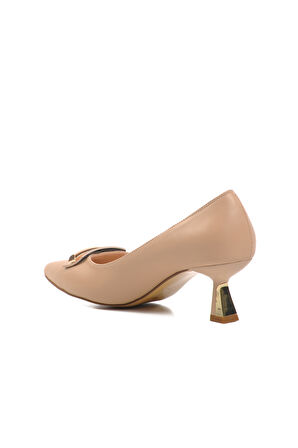 Ayakmod 357101 Bej Cilt Kadın Topuklu Ayakkabı