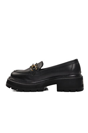 Ayakmod 572377 Siyah Cilt Kadın Günlük Ayakkabı