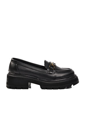 Ayakmod 572377 Siyah Cilt Kadın Günlük Ayakkabı