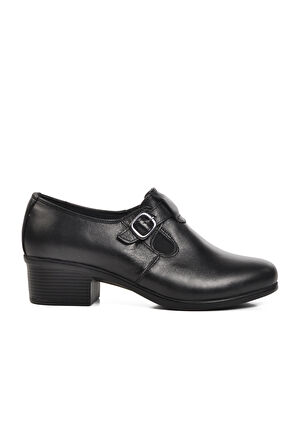 Ayakmod Road318 Ortopedik Hakiki Deri Siyah Kadın Günlük Ayakkabı