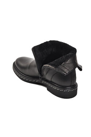 Voyager 9856 Siyah İçi Kürklü Hakiki Deri Kadın Bot