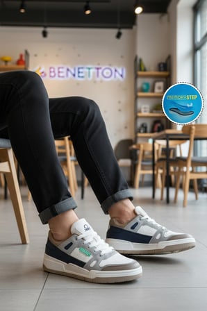 Beyaz Hafızalı Taban Bağcıklı Erkek Spor Ayakkabı BNI-11135 M