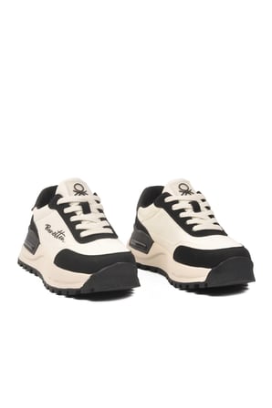 Beyaz Siyah Hafızalı Taban Bağcıklı Kadın Sneaker BNI-11235 Z