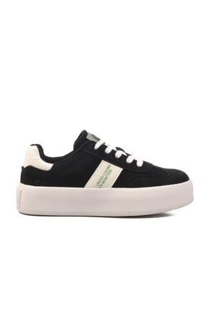 Siyah Beyaz Hafızalı Taban Keten Bağcıklı Kadın Sneaker BNI-11241 Z