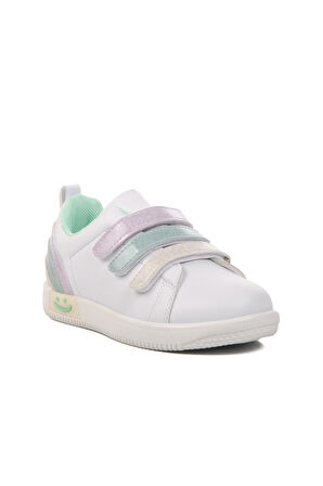 Walkway Beyaz-Mint Unisex Cırtlı Çocuk Sneaker 6502-F 