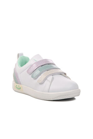 Walkway Beyaz-Mint Unisex Cırtlı Çocuk Sneaker 6502-P 