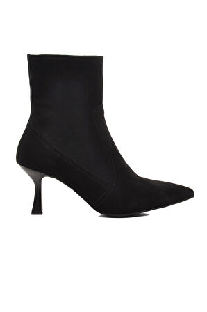 Ayakmod DS-60 Siyah Süet Hakiki Deri İçi Polarlı Kadın Topuklu Bot