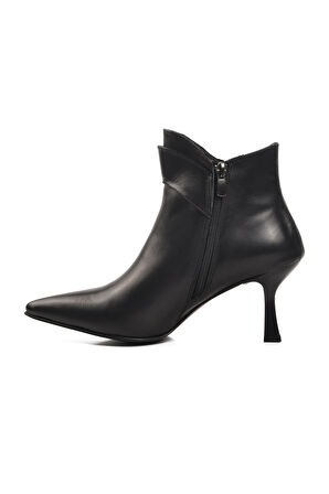 Ayakmod DS-90 Siyah İçi Polarlı Hakiki Deri Kadın Topuklu Bot