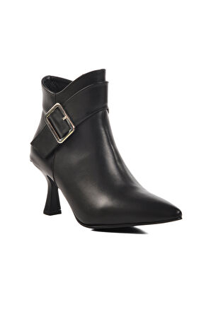 Ayakmod DS-90 Siyah İçi Polarlı Hakiki Deri Kadın Topuklu Bot