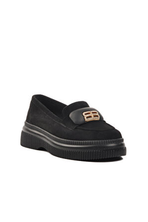 Ayakmod 884904 Siyah Süet Kadın Günlük Ayakkabı