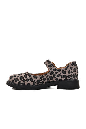 Gri Leopar Desenli Kemerli Kadın Babet 572407 Z