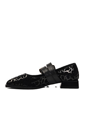 Siyah Leopaer Desenli Kemerli Kadın Babet 458324 Z