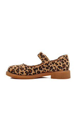 Kahve Leopar Desenli Kemerli Kadın Babet 572407 Z
