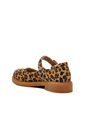 Kahve Leopar Desenli Kemerli Kadın Babet 572407 Z