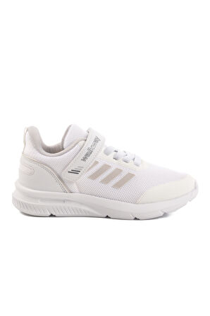Beyaz Cırtlı Fileli Hafif Unisex Çocuk Spor Ayakkabı Fav 100 F