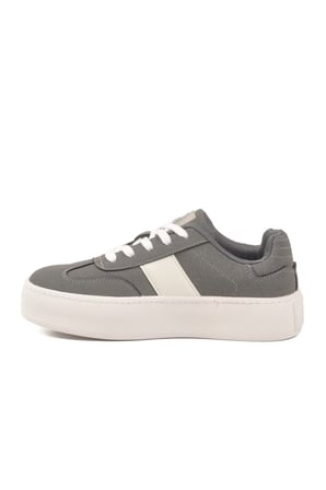 Gri Hafızalı Taban Keten Bağcıklı Kadın Sneaker BNI-11241 Z