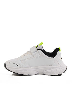 Beyaz Cırtlı Fileli Hafif Erkek Çocuk Spor Ayakkabı 1866 F