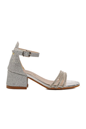 Gümüş Taş İşlemeli Kız Çocuk Sandalet 253 RY 6504 P