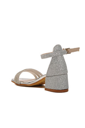 Gümüş Taş İşlemeli Kız Çocuk Sandalet 253 RY 6504 P