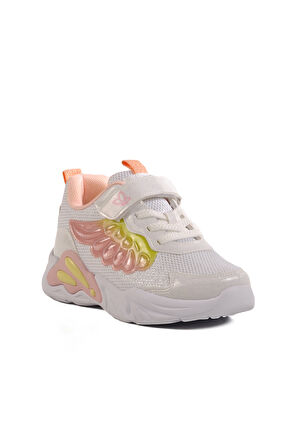 Beyaz Cırtlı Fileli Hafif Kız Çocuk Spor Ayakkabı 1878 F