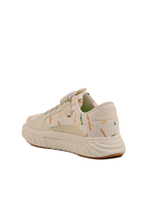 Krem Cırtlı Fileli Hafif Unisex Çocuk Spor Ayakkabı 1883 F