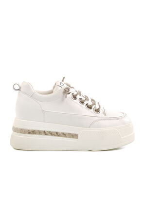 Beyaz Yüksek Taban Kadın Sneaker 25Y492 Z