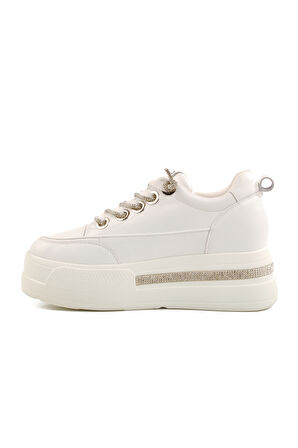 Beyaz Yüksek Taban Kadın Sneaker 25Y492 Z