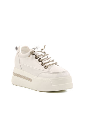 Beyaz Yüksek Taban Kadın Sneaker 25Y492 Z
