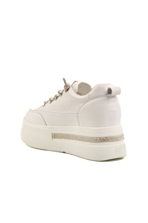 Beyaz Yüksek Taban Kadın Sneaker 25Y492 Z