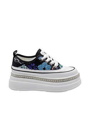 Siyah Yüksek Taban Kadın Sneaker 25Y423-6 Z