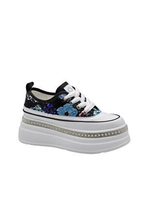 Siyah Yüksek Taban Kadın Sneaker 25Y423-6 Z